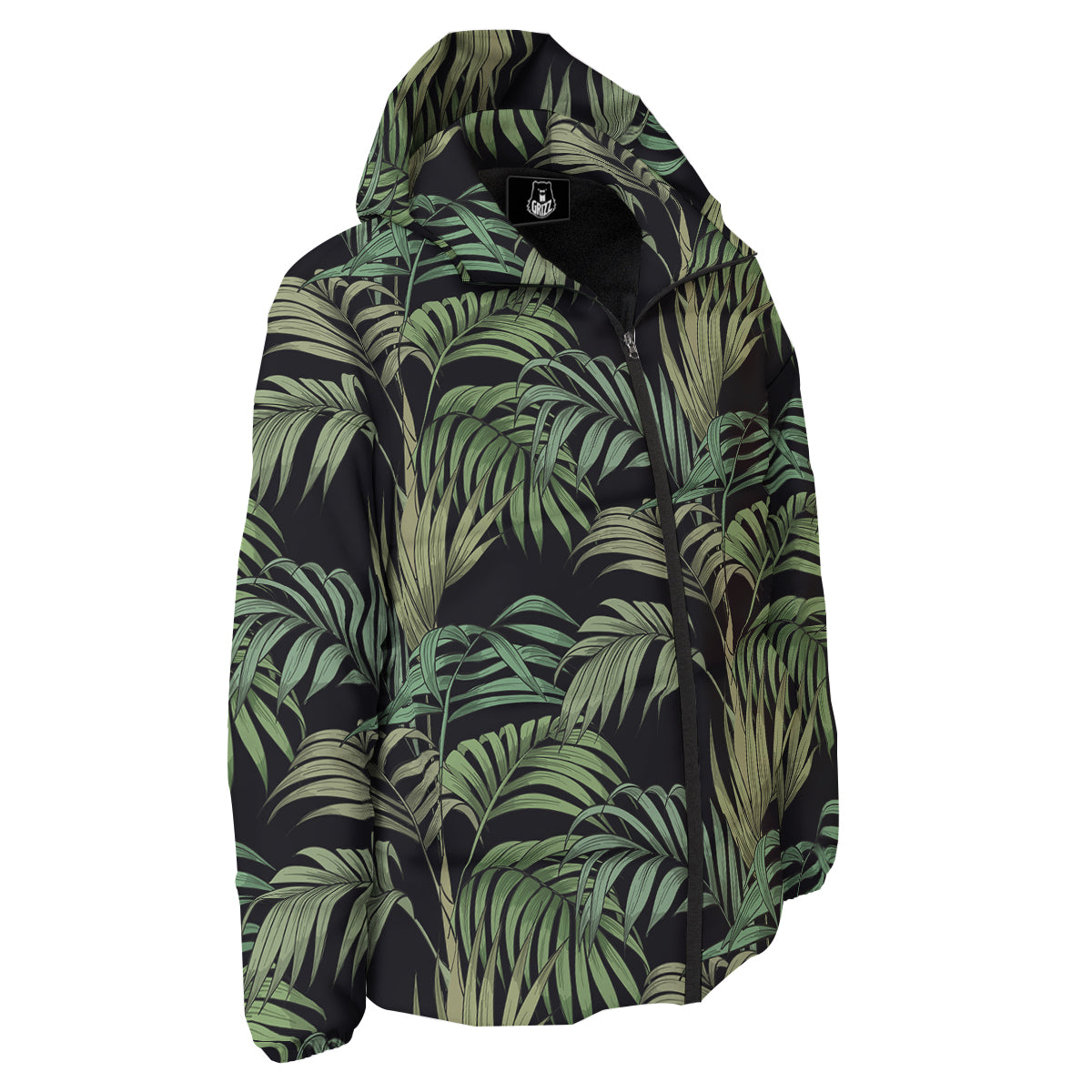 Fern Leaf Tropical Print Pattern Down Jacket-grizzshop