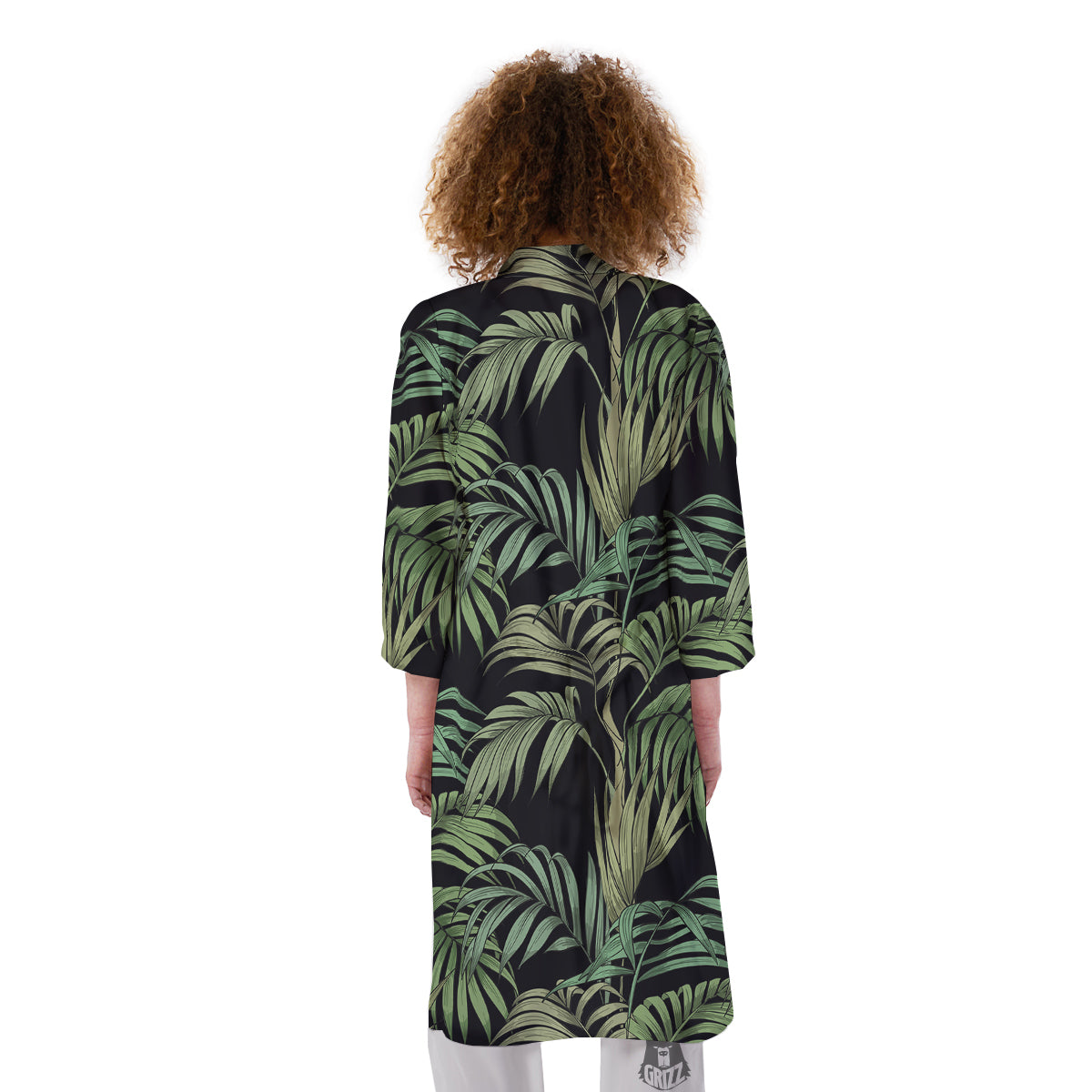 Fern Leaf Tropical Print Pattern Kimono-grizzshop