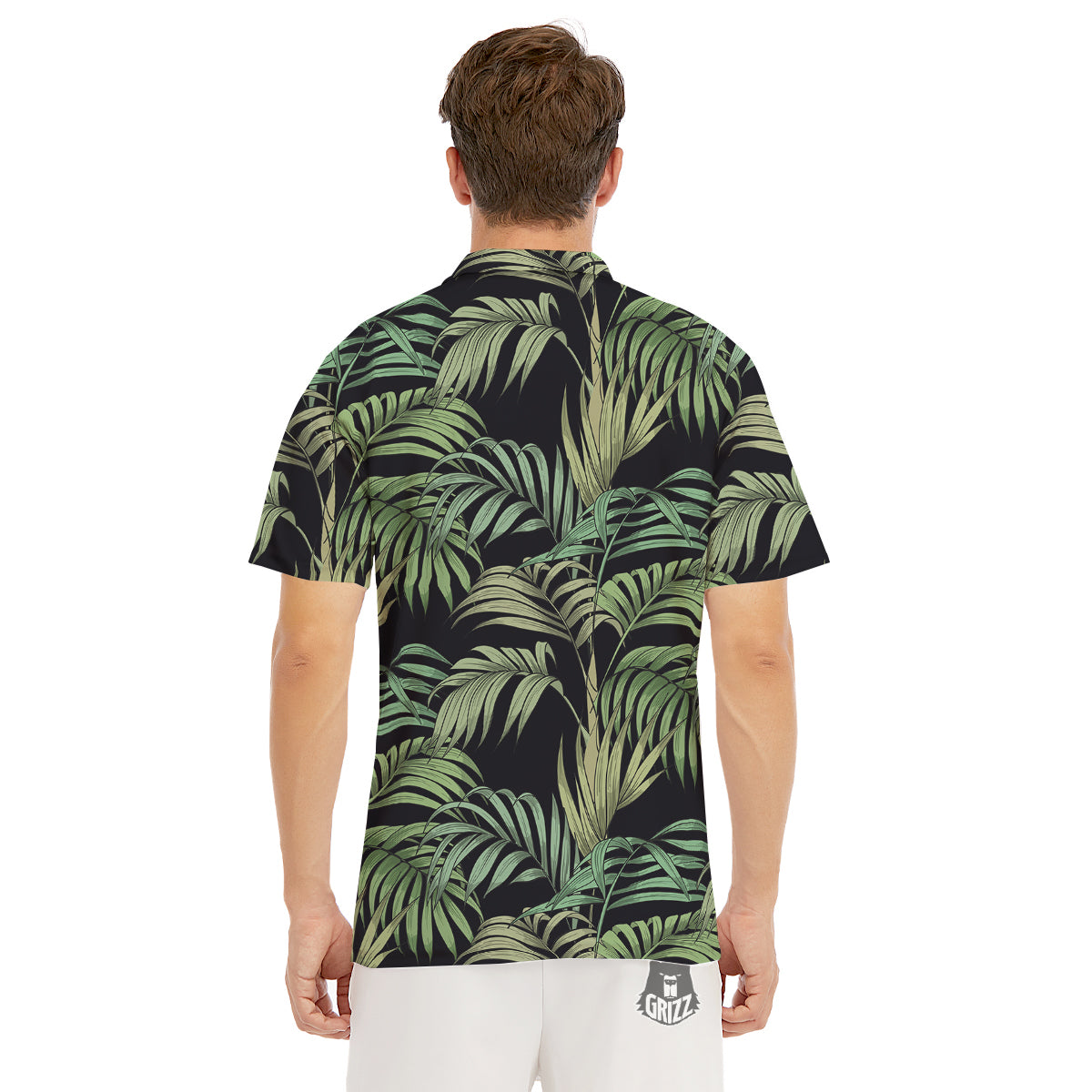 Fern Leaf Tropical Print Pattern Men's Golf Shirts-grizzshop