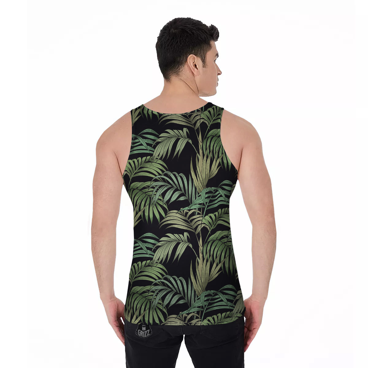 Fern Leaf Tropical Print Pattern Men's Tank Top-grizzshop
