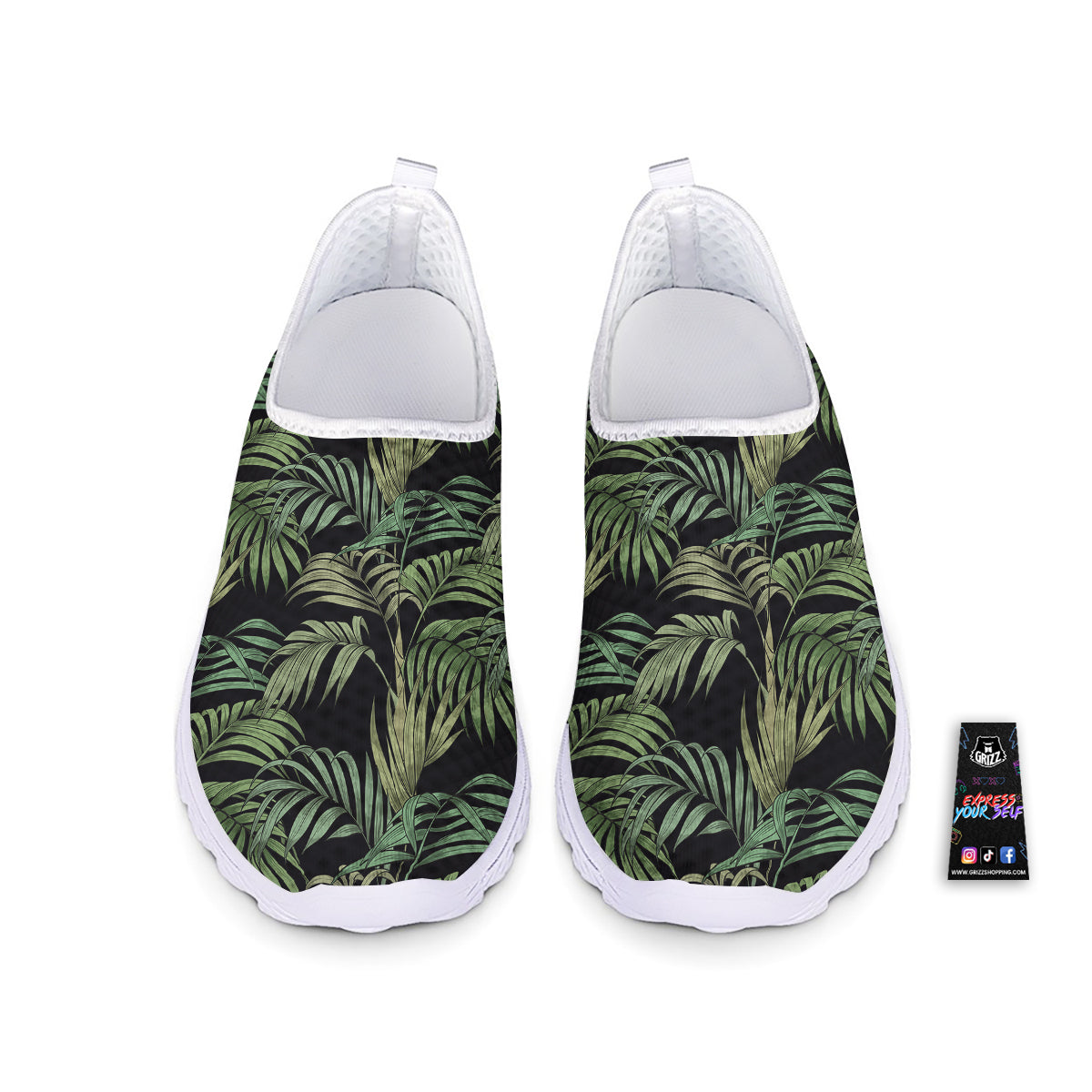 Fern Leaf Tropical Print Pattern Nurse Shoes-grizzshop