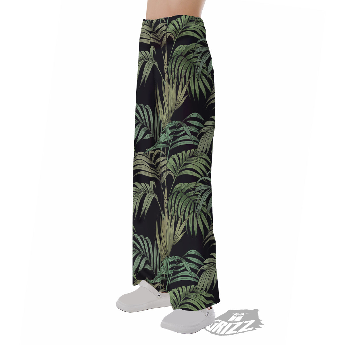 Fern Leaf Tropical Print Pattern Pajama Pants-grizzshop