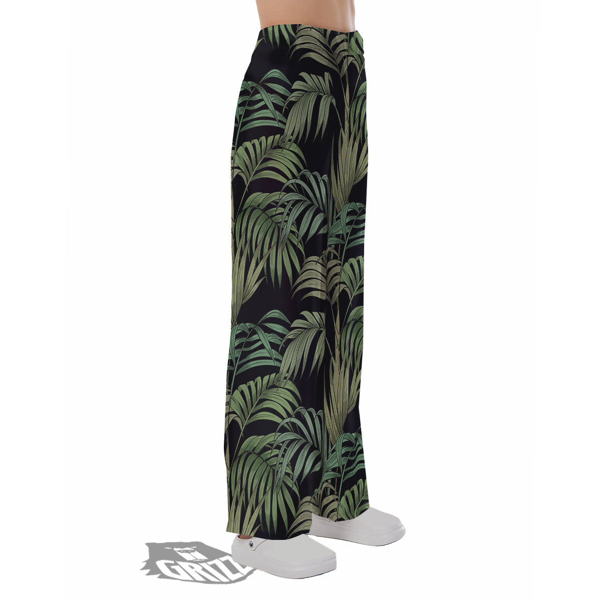 Fern Leaf Tropical Print Pattern Pajama Pants-grizzshop