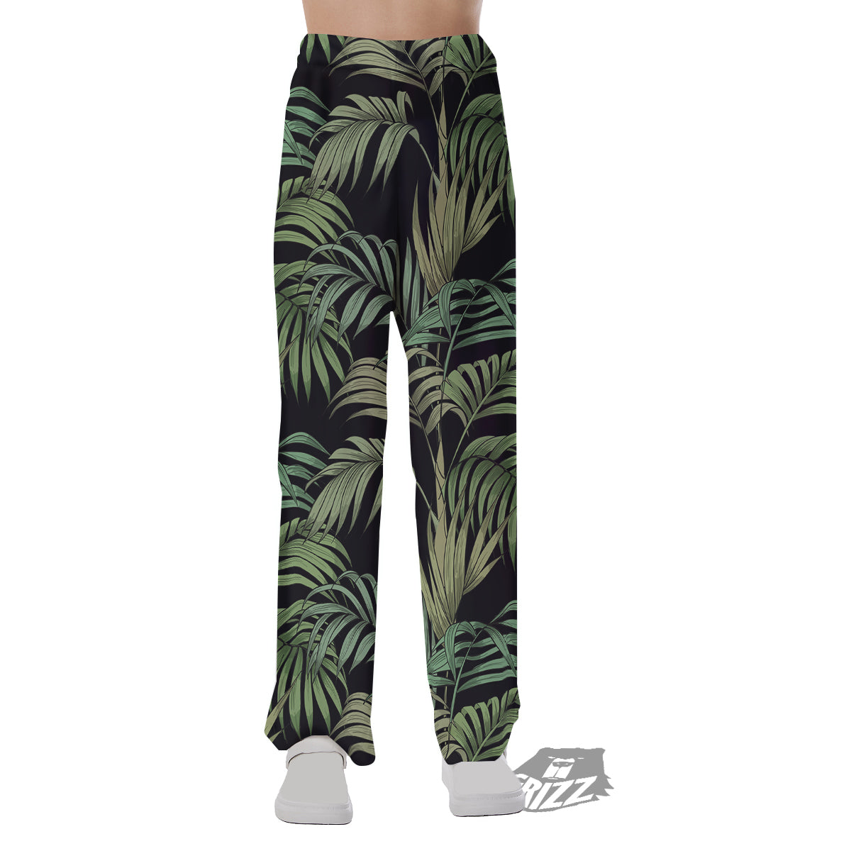 Fern Leaf Tropical Print Pattern Pajama Pants-grizzshop