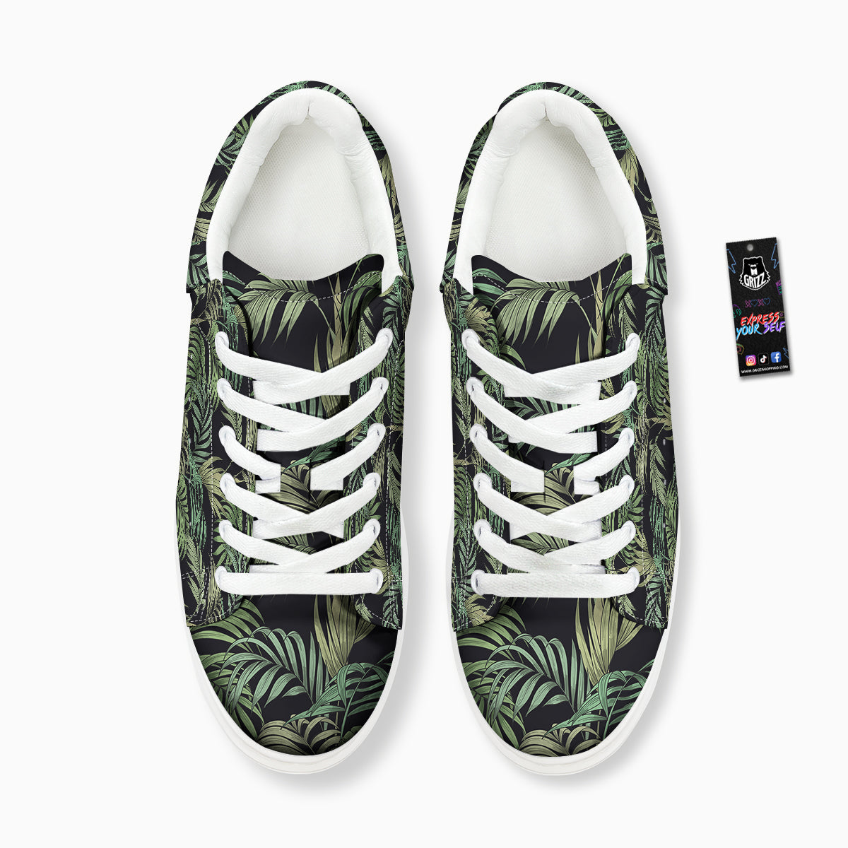 Fern Leaf Tropical Print Pattern Platform Shoes-grizzshop