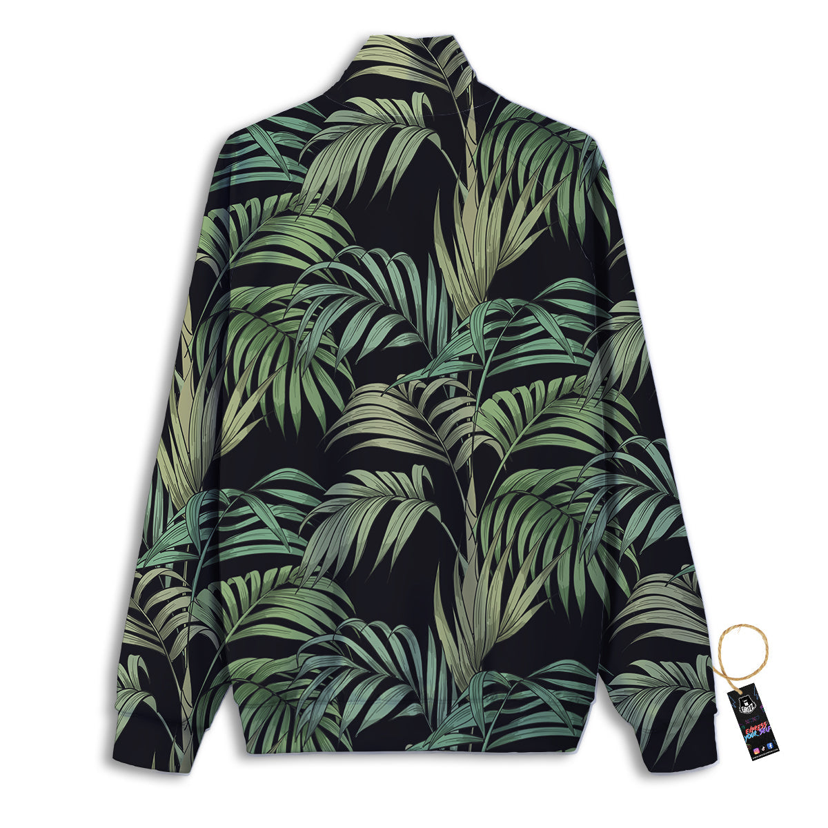 Fern Leaf Tropical Print Pattern Track Jacket-grizzshop