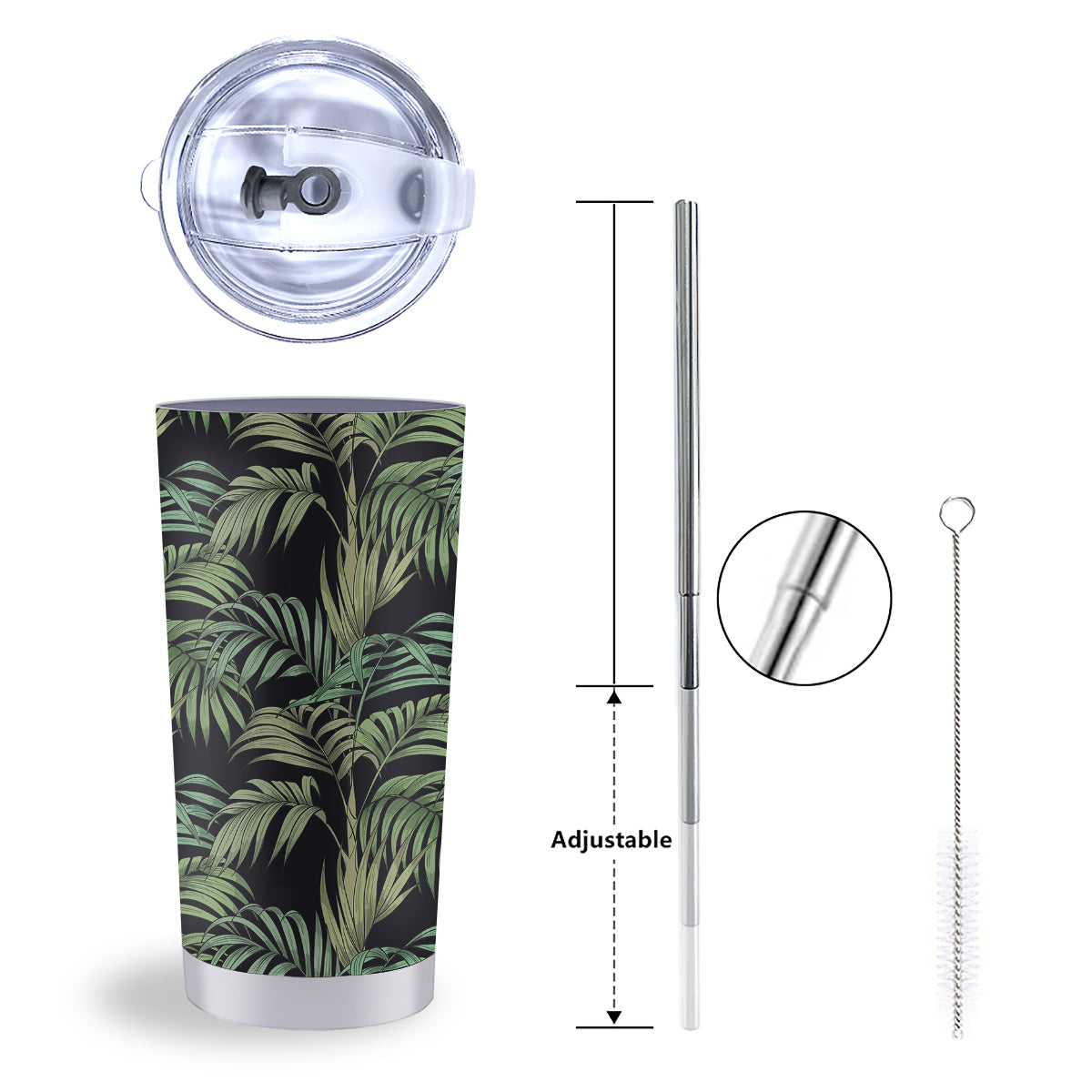 Fern Leaf Tropical Print Pattern Tumbler-grizzshop
