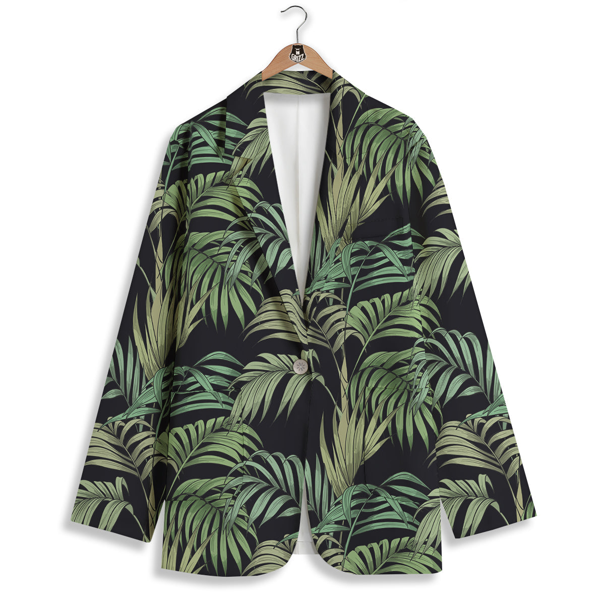 Fern Leaf Tropical Print Pattern Women's Blazer-grizzshop