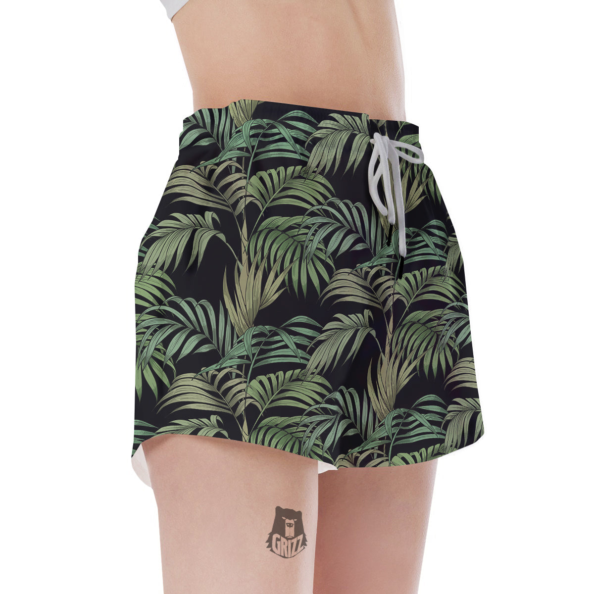 Fern Leaf Tropical Print Pattern Women's Shorts-grizzshop