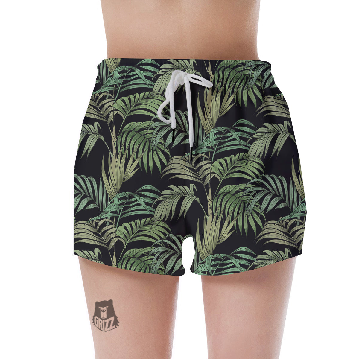 Fern Leaf Tropical Print Pattern Women's Shorts-grizzshop