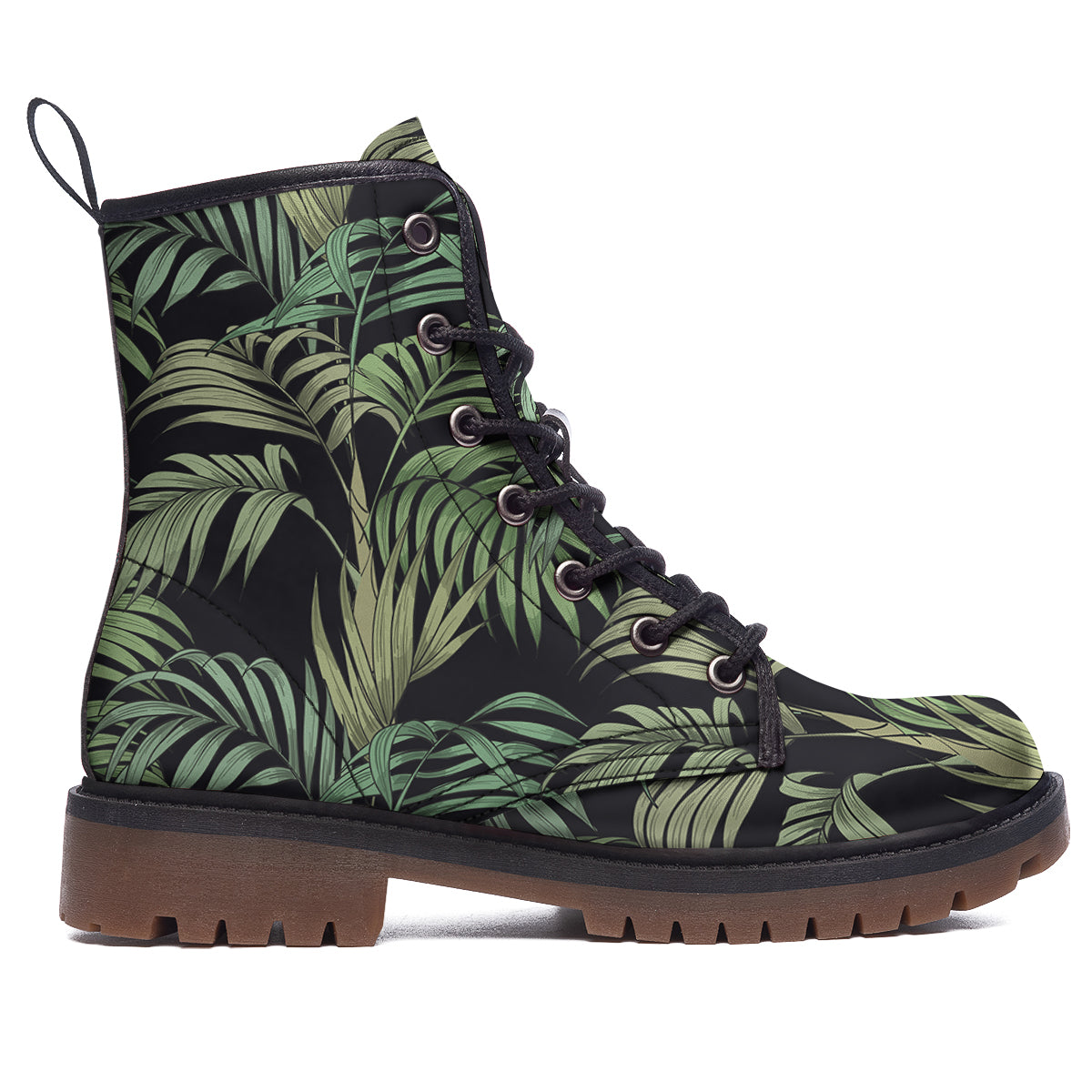 Fern Leaf Tropical Print Pattern Work Boots-grizzshop