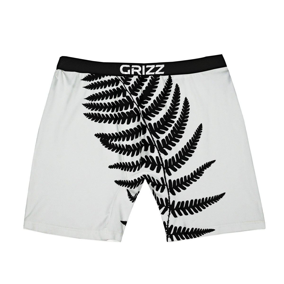 Fern Leaf White And Black Print Boxer Briefs-grizzshop