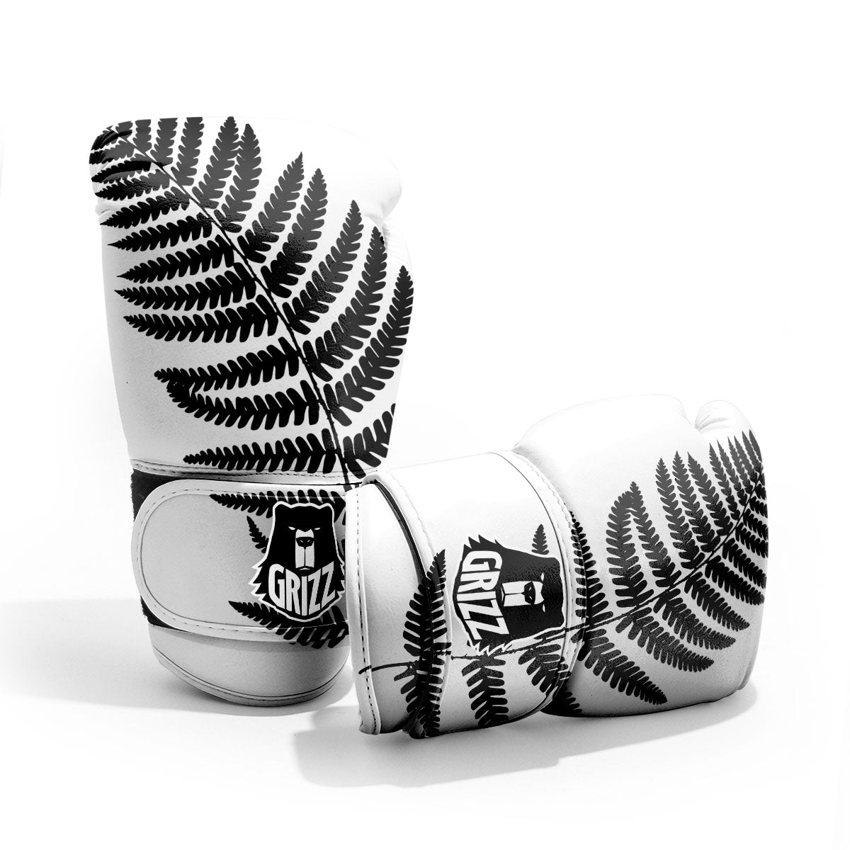 Fern Leaf White And Black Print Pro Boxing Glove