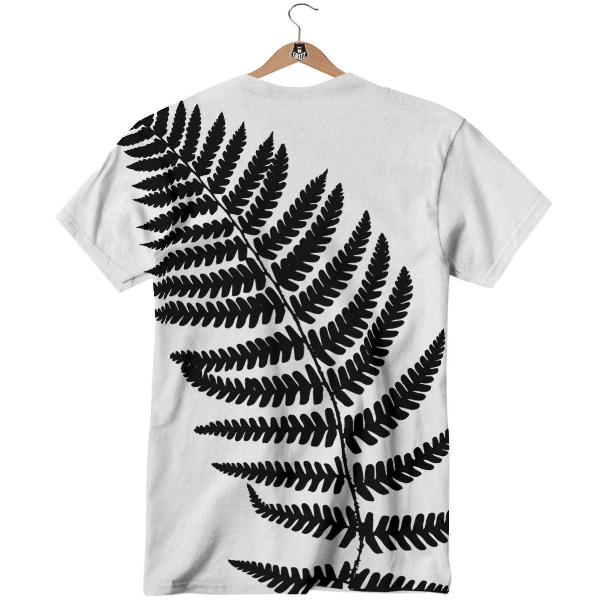 Fern Leaf White And Black Print T-Shirt-grizzshop