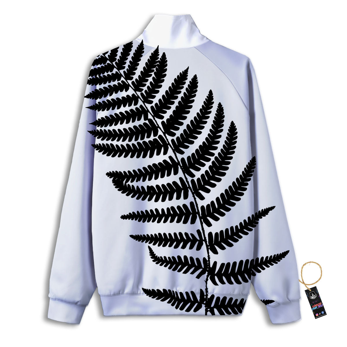 Fern Leaf White And Black Print Track Jacket-grizzshop
