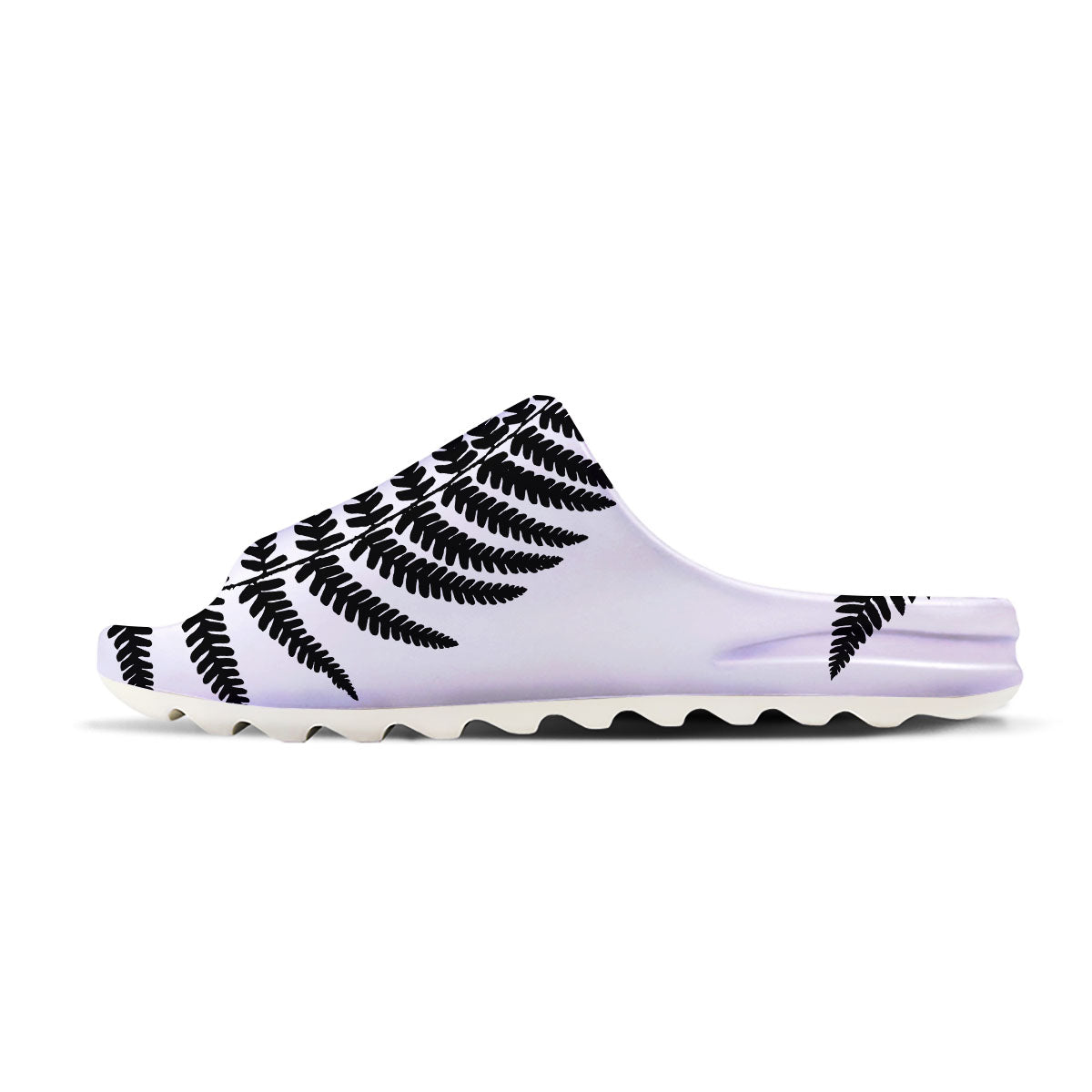 Fern Leaf White And Black Print Sandals-grizzshop