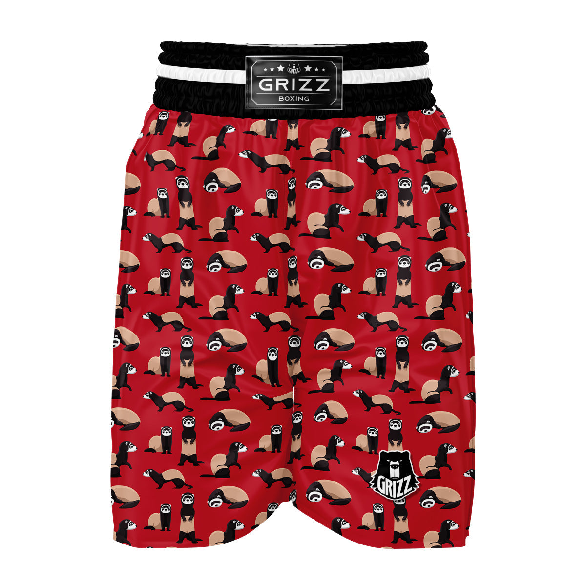 Ferret Red Print Pattern Boxing Shorts-grizzshop