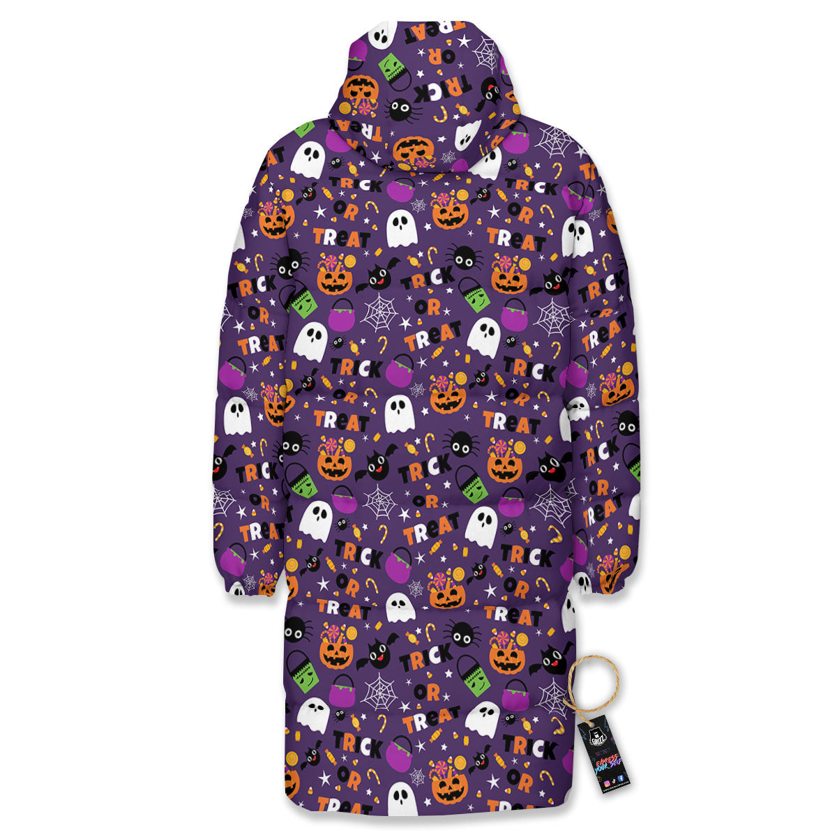 Festival Halloween Print Pattern Long Down Jacket-grizzshop