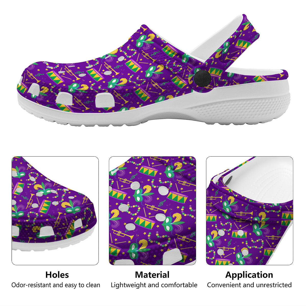 Festival Mardi Gras Print Pattern Clog-grizzshop