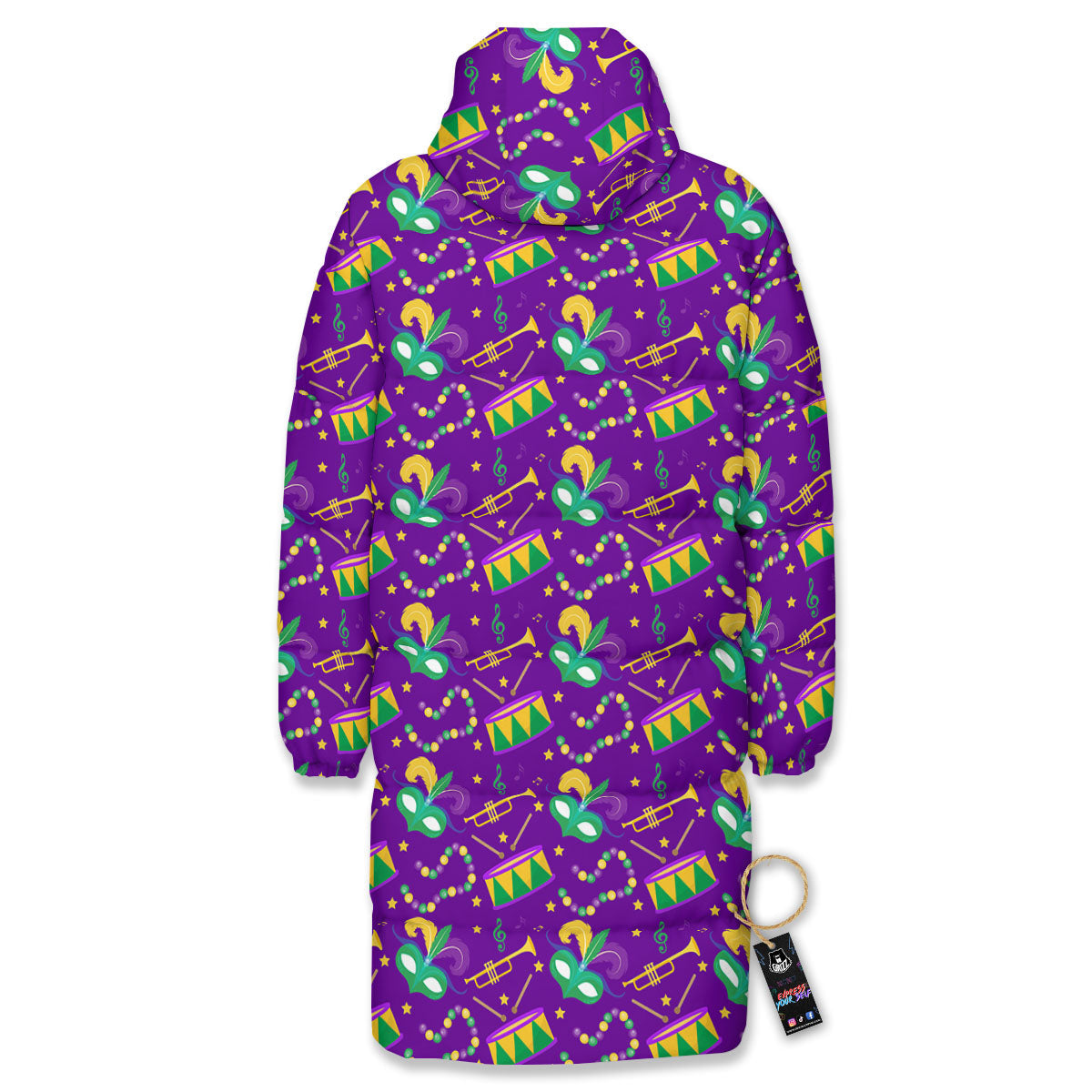 Festival Mardi Gras Print Pattern Long Down Jacket-grizzshop