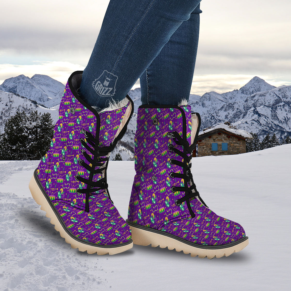 Festival Mardi Gras Print Pattern Snow Boots-grizzshop