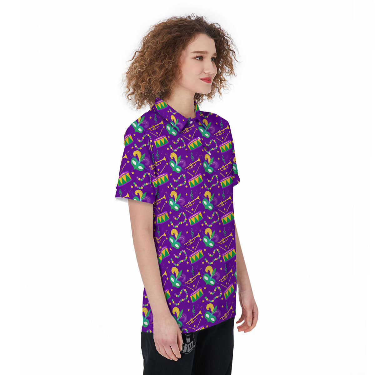 Festival Mardi Gras Print Pattern Women's Golf Shirts-grizzshop