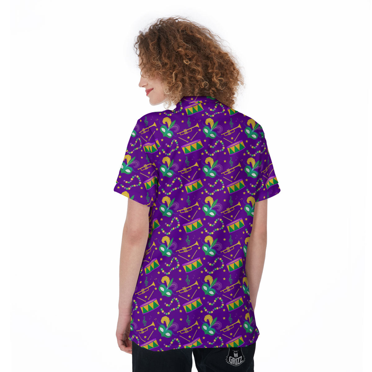 Festival Mardi Gras Print Pattern Women's Golf Shirts-grizzshop