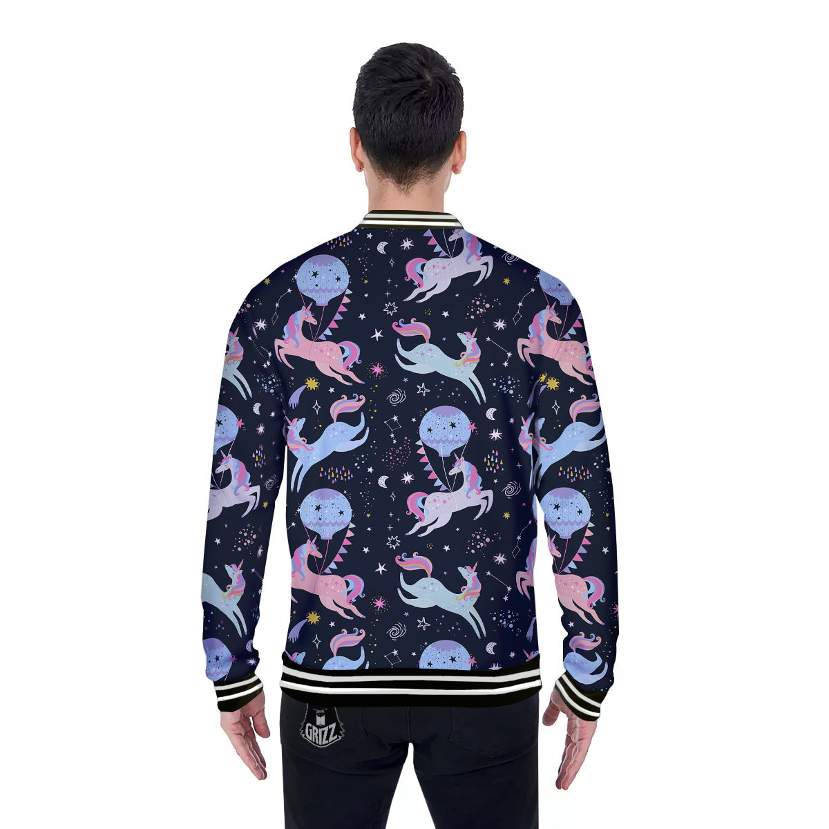 Festival Unicorn Night Print Pattern Baseball Jacket-grizzshop