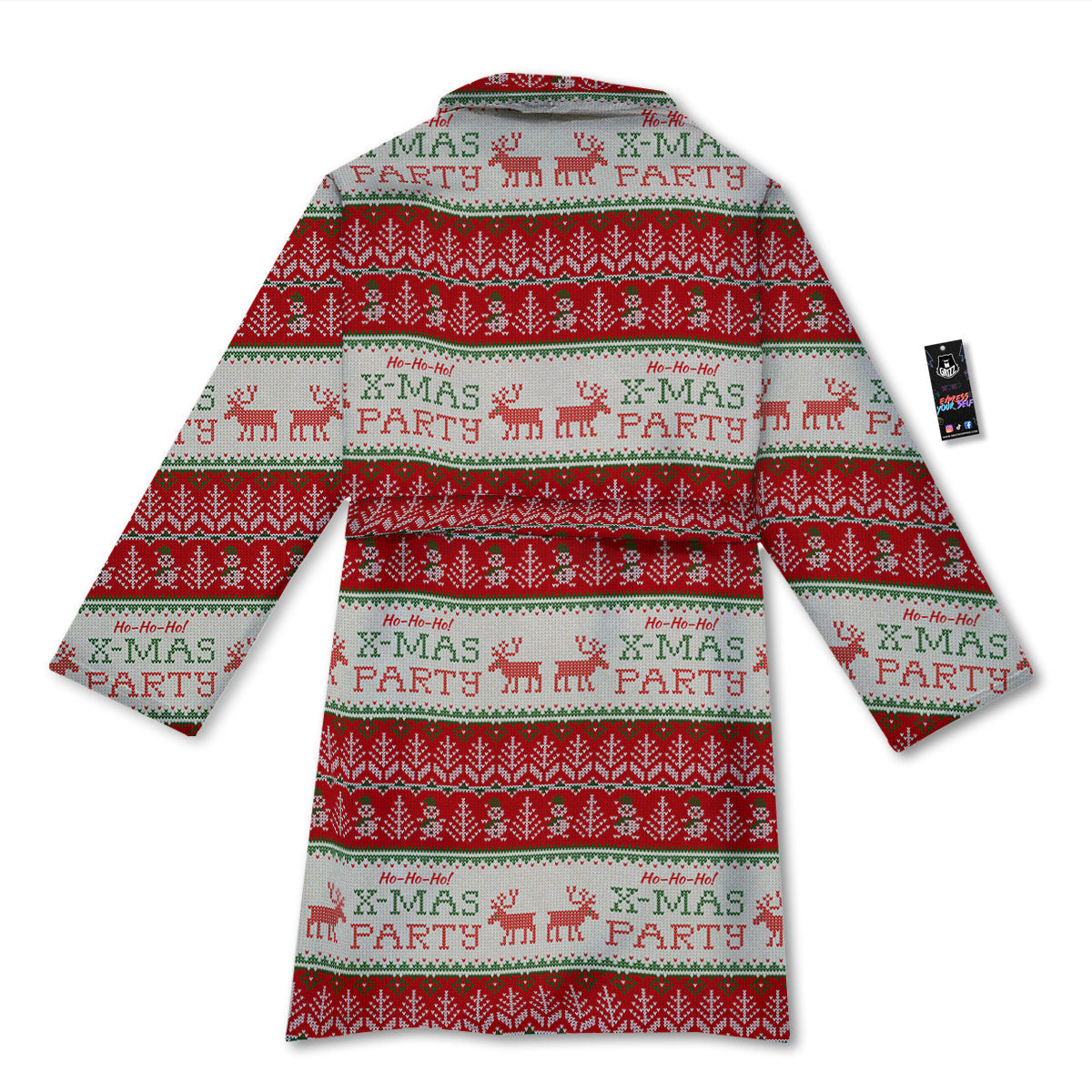 Festive Christmas Knitted Print Pattern Bathrobe-grizzshop