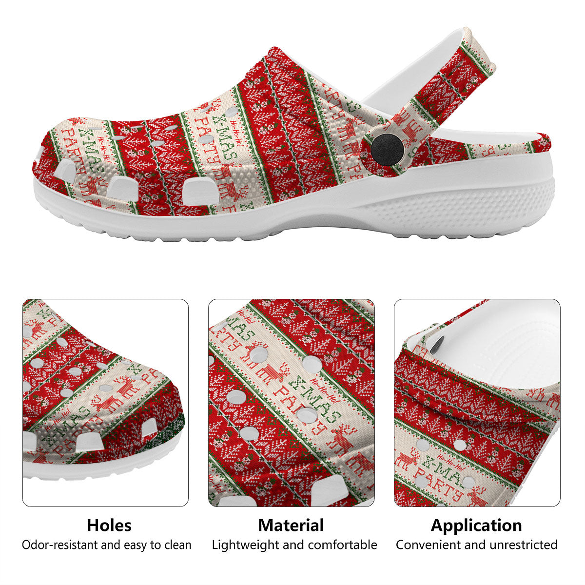 Festive Christmas Knitted Print Pattern Clog-grizzshop
