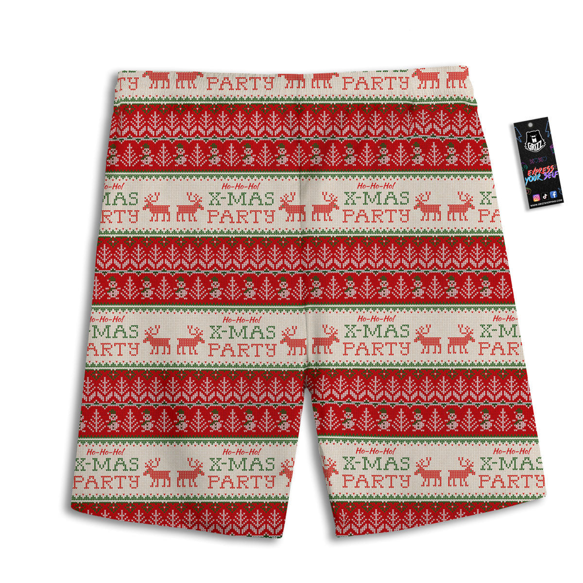 Festive Christmas Knitted Print Pattern Men's Athletic Shorts