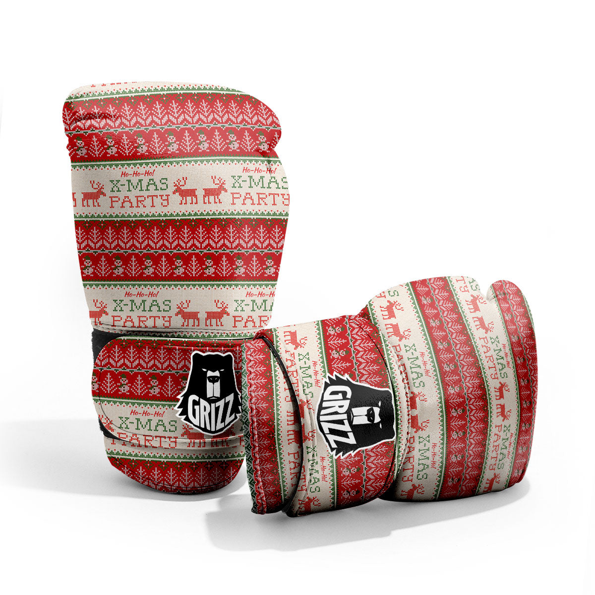 Festive Christmas Knitted Print Pattern Pro Boxing Glove