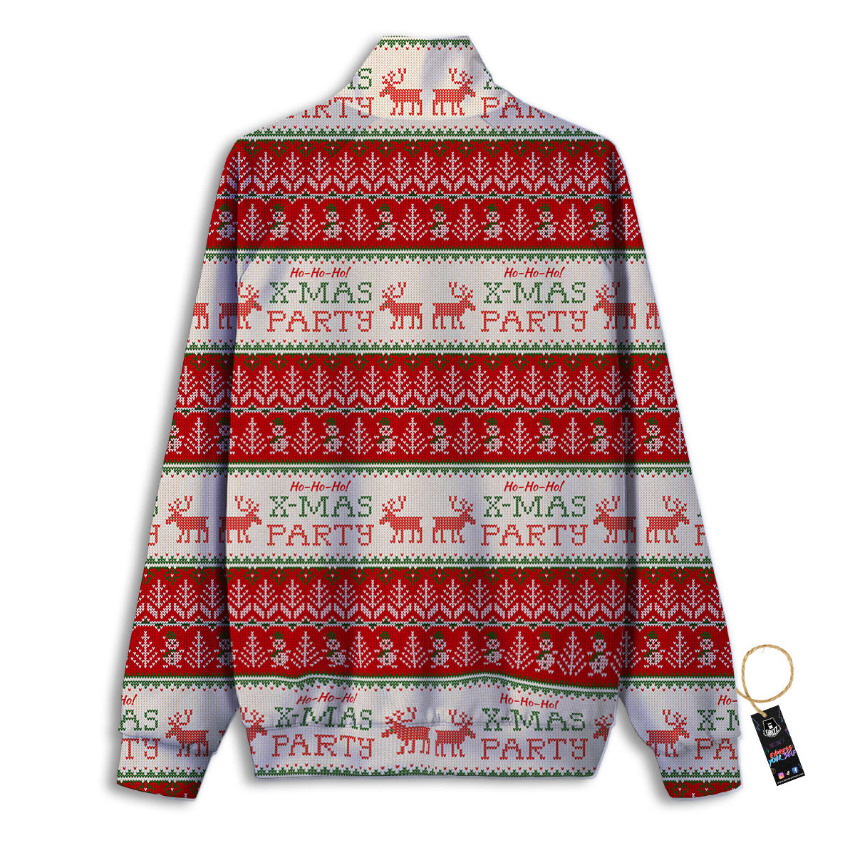 Festive Christmas Knitted Print Pattern Track Jacket-grizzshop