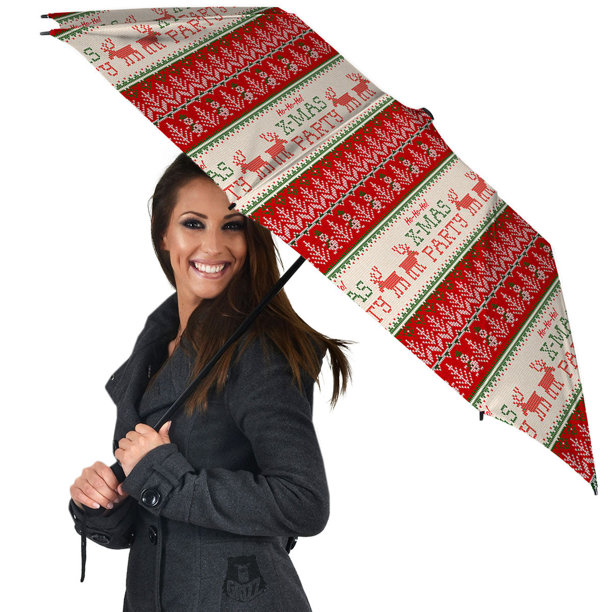 Festive Christmas Knitted Print Pattern Umbrella-grizzshop