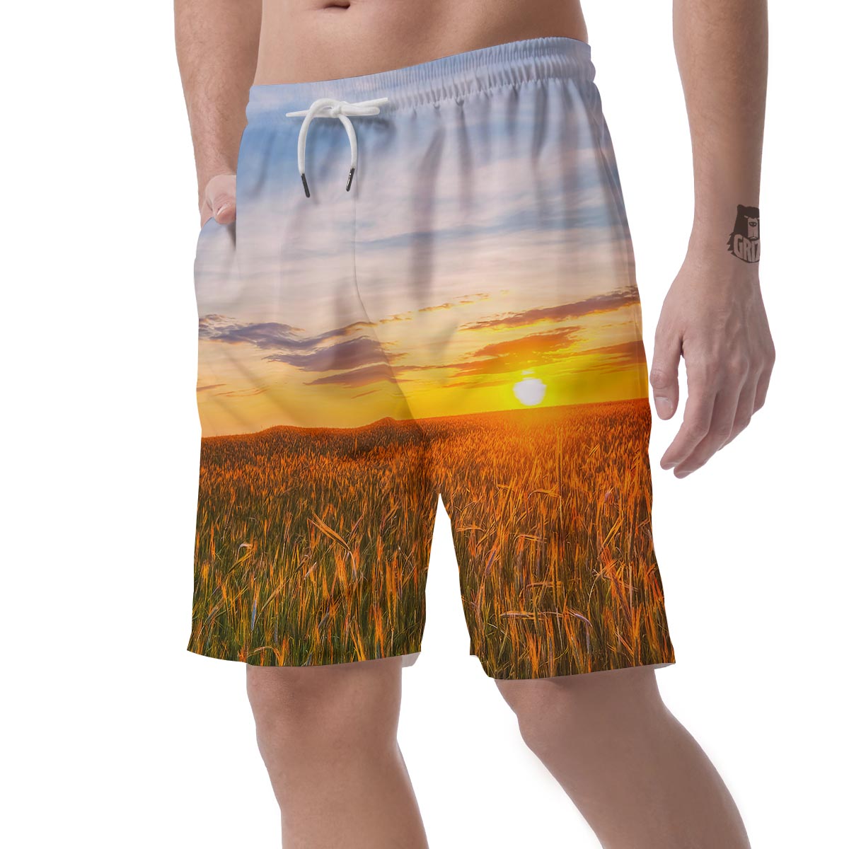 Field Sunrise Print Men's Shorts-grizzshop
