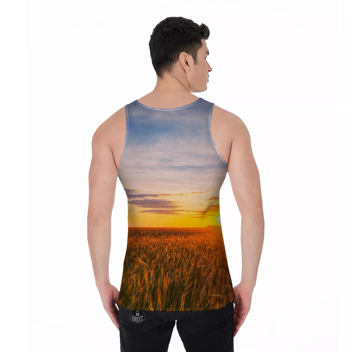 Field Sunrise Print Men's Tank Top-grizzshop