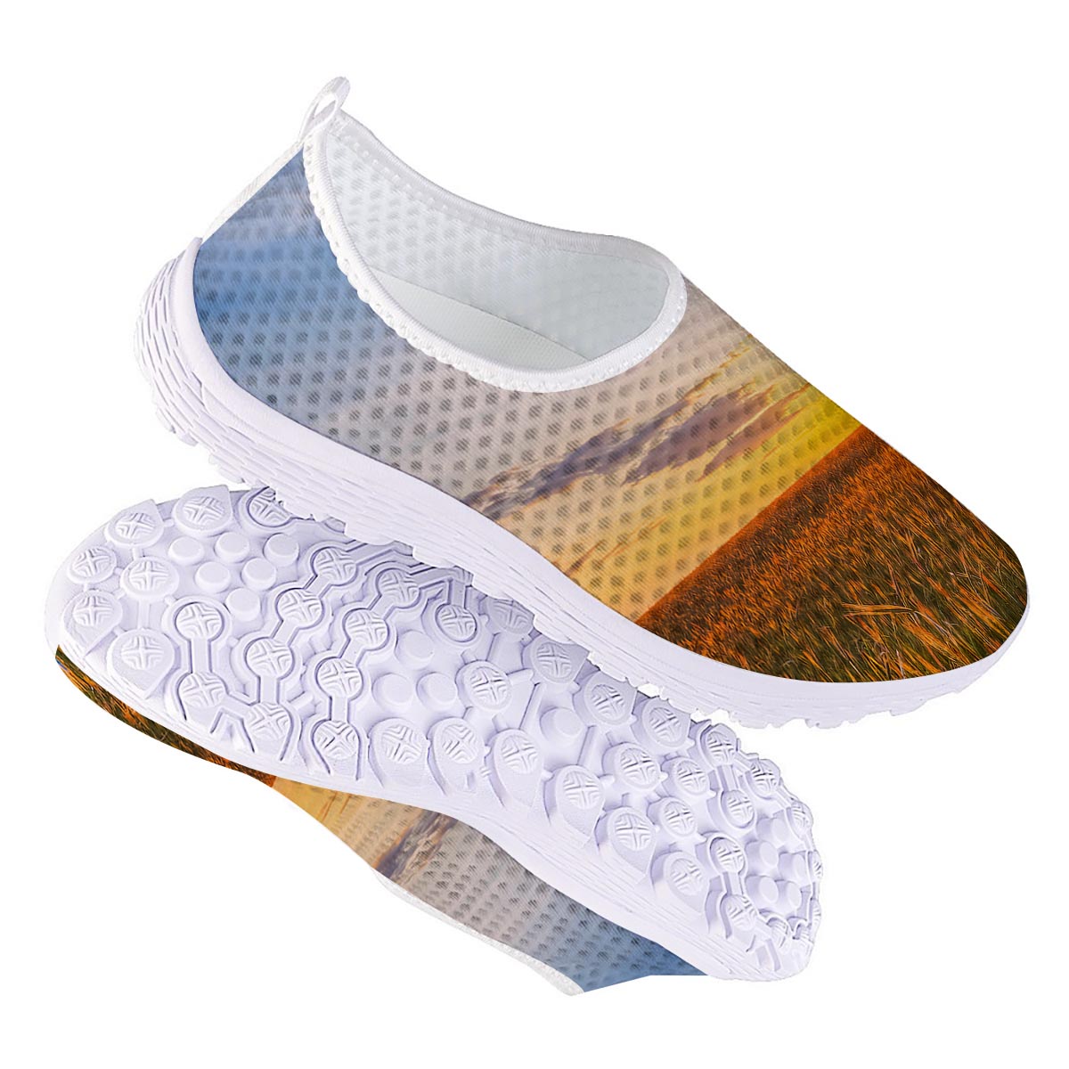 Field Sunrise Print Nurse Shoes-grizzshop
