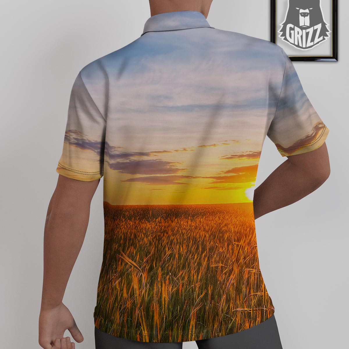 Field Sunrise Print Untucked Shirts-grizzshop