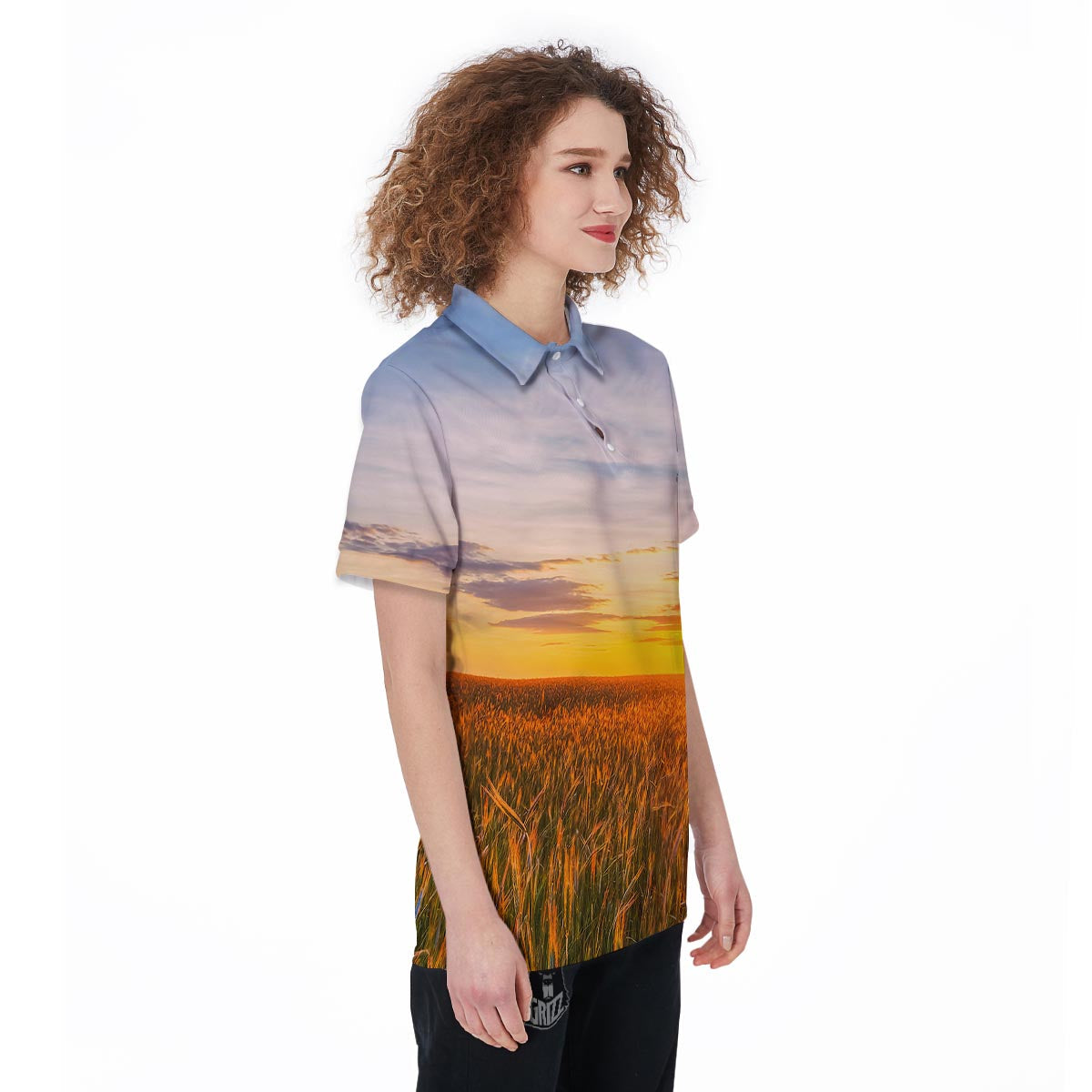 Field Sunrise Print Women's Golf Shirts-grizzshop
