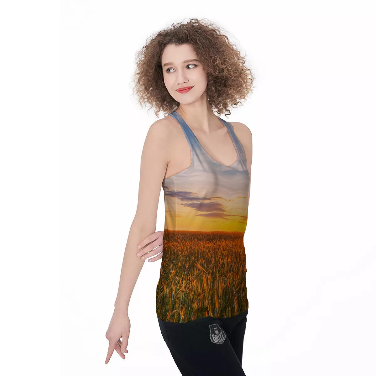 Field Sunrise Print Women's Racerback Tank Top-grizzshop