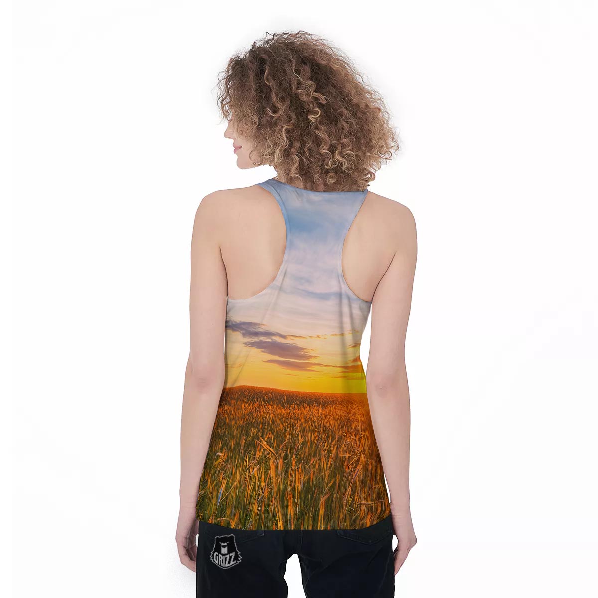Field Sunrise Print Women's Racerback Tank Top-grizzshop