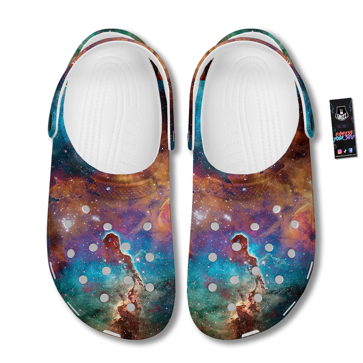 Fiery Universe Nebula Galaxy Space Print Clog-grizzshop