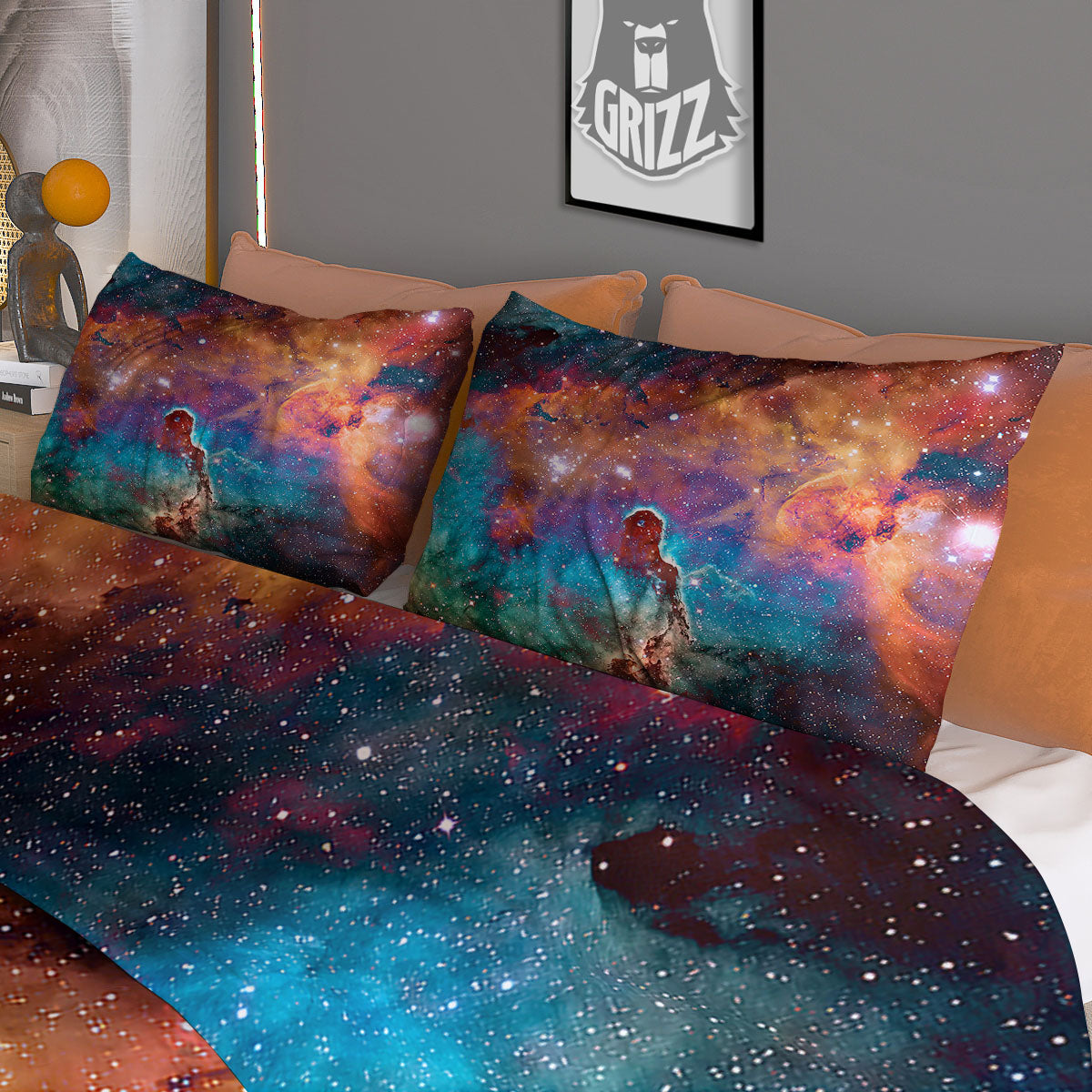 Fiery Universe Nebula Galaxy Space Print Duvet Cover Bedding Set