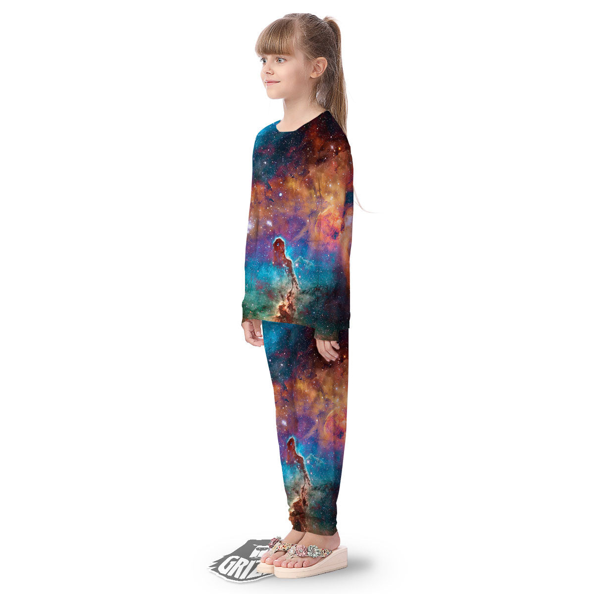Fiery Universe Nebula Galaxy Space Print Kid's Pajamas-grizzshop
