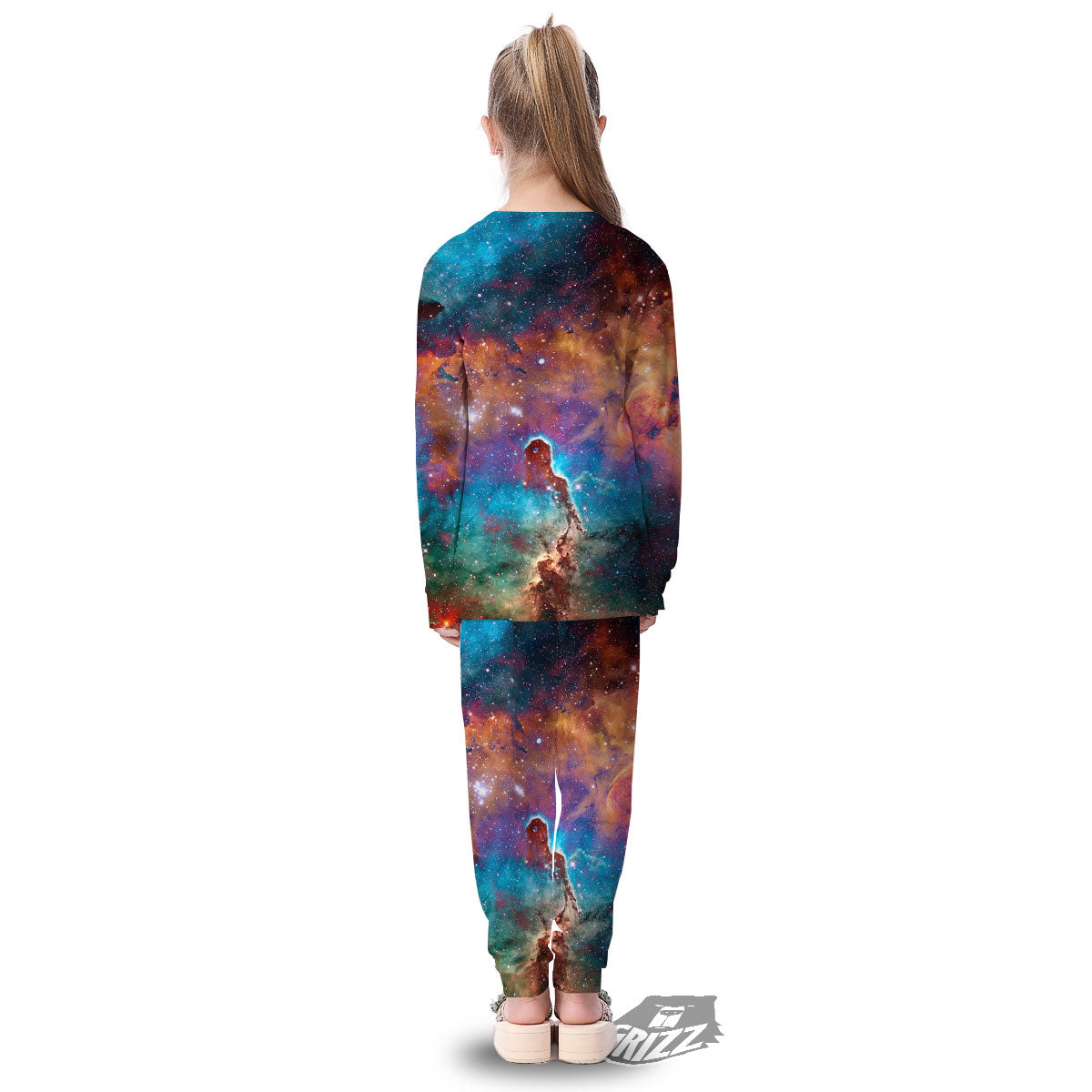 Fiery Universe Nebula Galaxy Space Print Kid's Pajamas-grizzshop