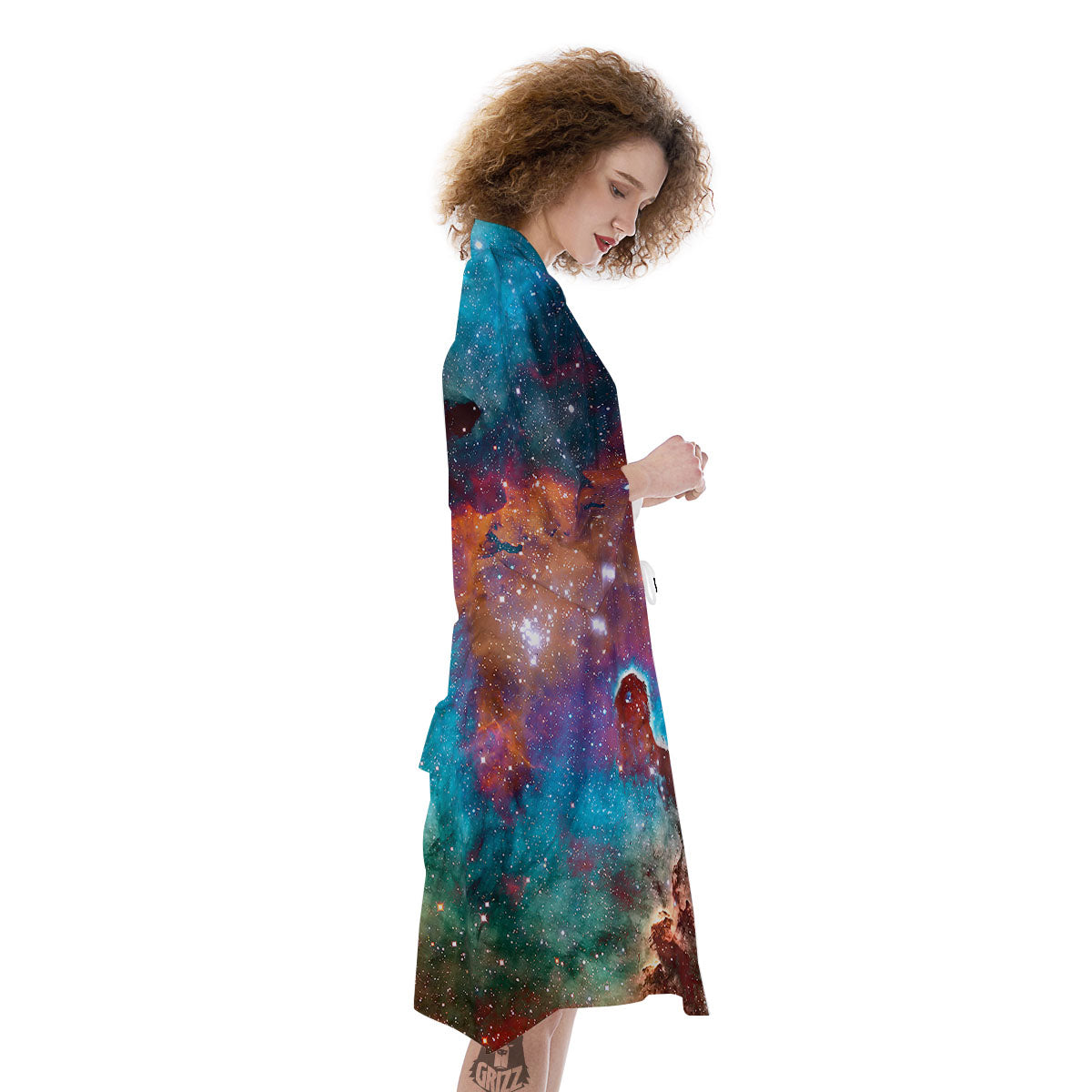 Fiery Universe Nebula Galaxy Space Print Kimono-grizzshop