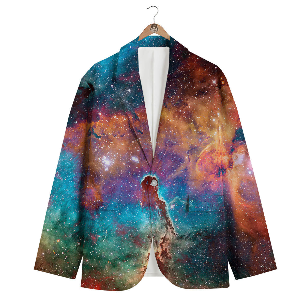 Fiery Universe Nebula Galaxy Space Print Men's Blazer-grizzshop