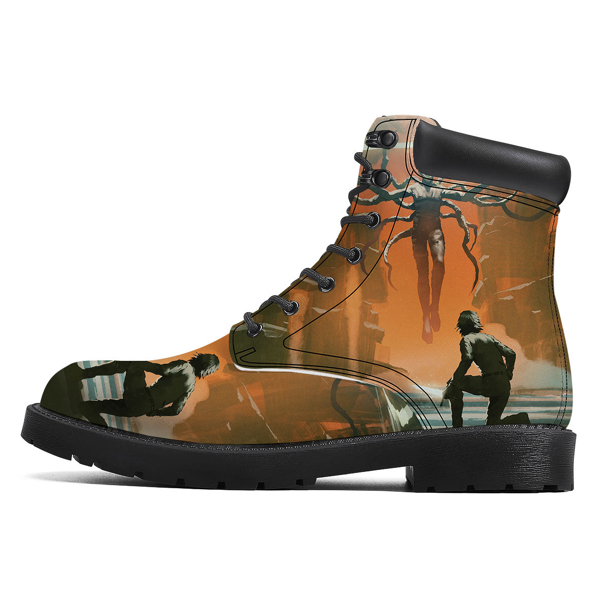 Fight With Alien Print Boots-grizzshop