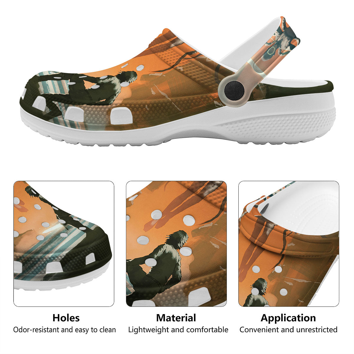 Fight With Alien Print Clog-grizzshop