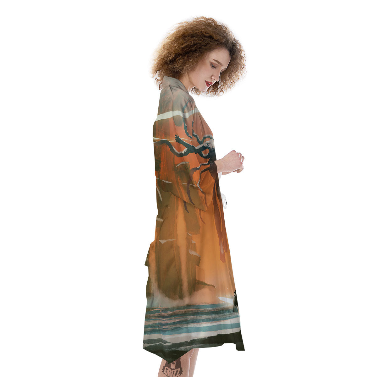 Fight With Alien Print Kimono-grizzshop